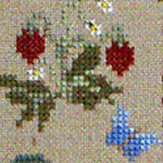 Garden Stitching Fever strawberry sampler