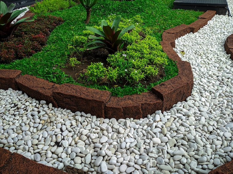 gravel path in shaded garden